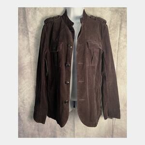 Pretty Green Men’s Corduroy Military Jacket Size M Brown Button-Up Mod Style